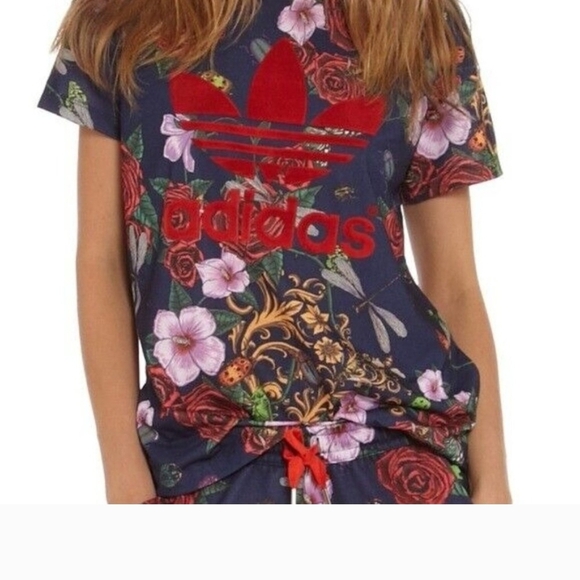 Adidas Rita Ora Set  Tee Vibrant Floral Design And Pants - Picture 4 of 15